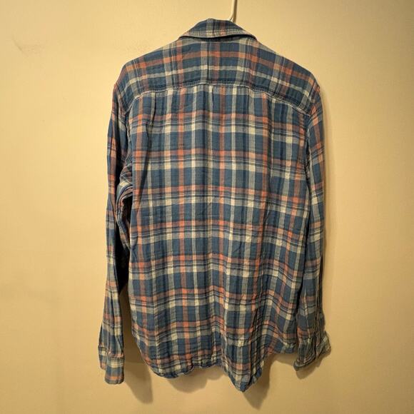 Gap Men's Retro Soft 100% Cotton Flannel Shirt Blue and Pink Size Large Relaxed - Picture 4 of 7